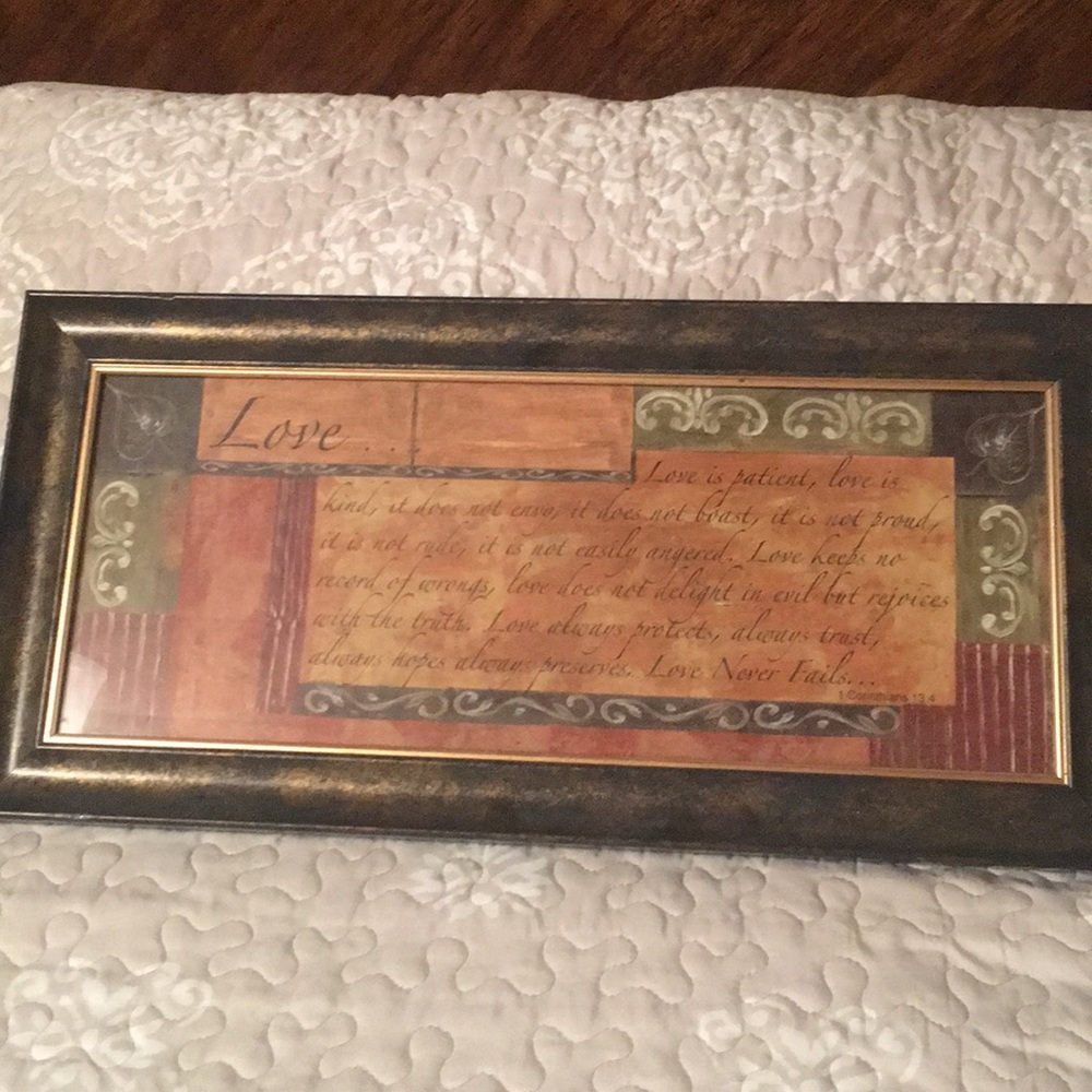 Framed  picture Bible verse- 1 Corinthians 13:4